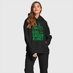 Женский костюм оверсайз Ride for a green planet, цвет: черный — фото 2