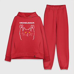Женский костюм оверсайз Nickelback rock cat, цвет: красный