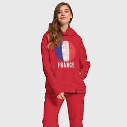 Женский костюм оверсайз Футбол Франции, цвет: красный — фото 2
