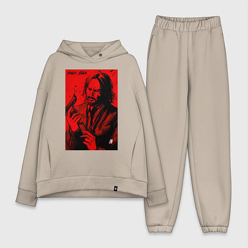 Женский костюм оверсайз John Wick Baba Yaga art / Миндальный – фото 1