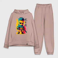 Женский костюм оверсайз Bart Simpson - samurai - bushido, цвет: пыльно-розовый