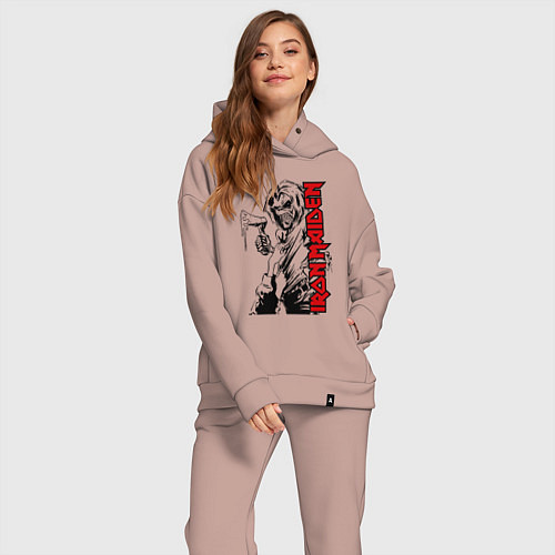 Женский костюм оверсайз Iron maiden fans / Пыльно-розовый – фото 2