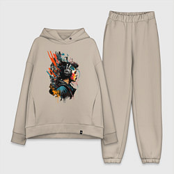 Женский костюм оверсайз Слушая музыку - Хуф и Ся