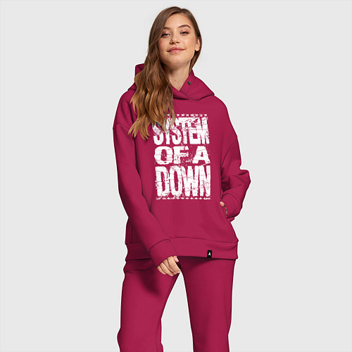 Женский костюм оверсайз System of a down - stencil / Маджента – фото 2