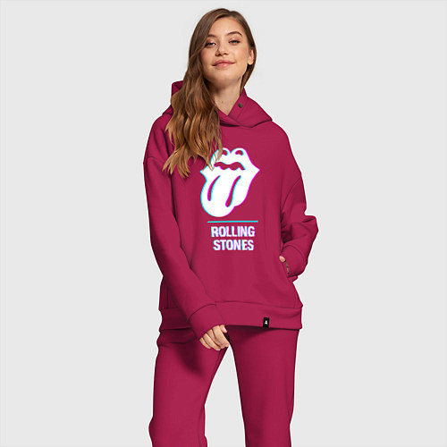 Женский костюм оверсайз Rolling Stones glitch rock / Маджента – фото 2