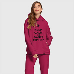 Женский костюм оверсайз Keep calm and dance hip hop, цвет: маджента — фото 2