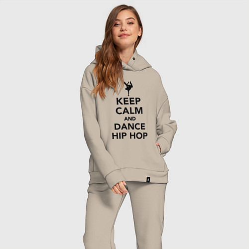 Женский костюм оверсайз Keep calm and dance hip hop / Миндальный – фото 2