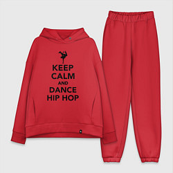 Женский костюм оверсайз Keep calm and dance hip hop, цвет: красный