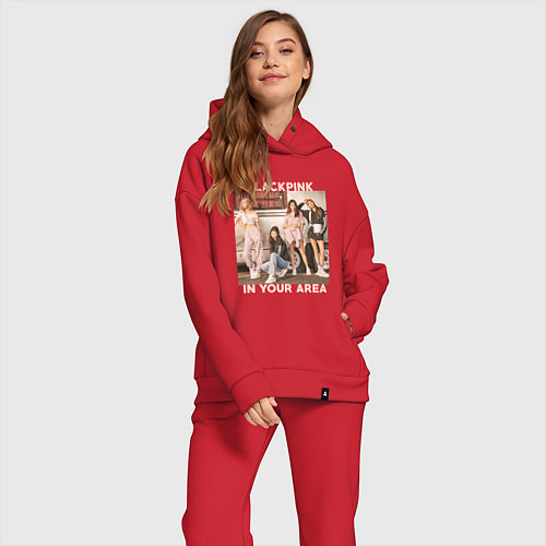 Женский костюм оверсайз Blackpink Jennie Lisa Rose Jisoo / Красный – фото 2