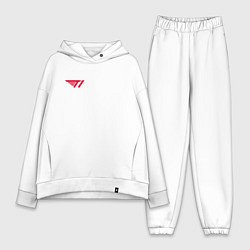 Женский костюм оверсайз T1 red, цвет: белый