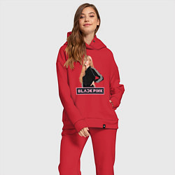 Женский костюм оверсайз Блэкпинк Роза, цвет: красный — фото 2