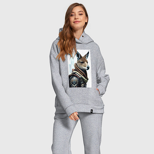 Женский костюм оверсайз Cool kangaroo - cyberpunk - neural network / Меланж – фото 2