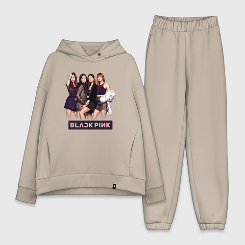 Женский костюм оверсайз Rose Blackpink kpop / Миндальный – фото 1
