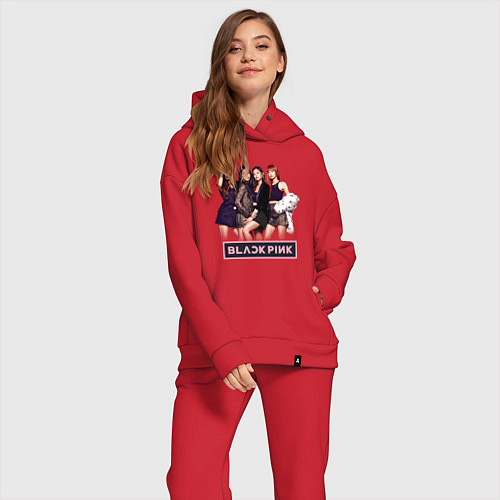 Женский костюм оверсайз Rose Blackpink kpop / Красный – фото 2