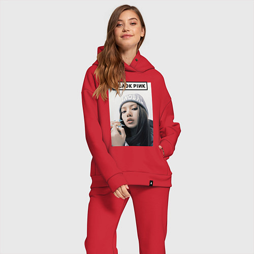 Женский костюм оверсайз Джису блэкпинк / Красный – фото 2