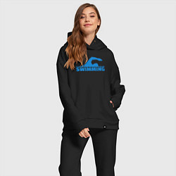 Женский костюм оверсайз Swimming sport, цвет: черный — фото 2