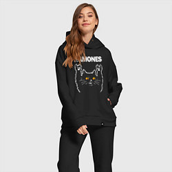 Женский костюм оверсайз Ramones rock cat, цвет: черный — фото 2