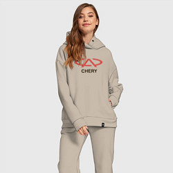 Женский костюм оверсайз Chery Logo, цвет: миндальный — фото 2