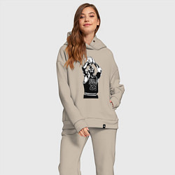 Женский костюм оверсайз Майкл Джордан бросает мяч, цвет: миндальный — фото 2