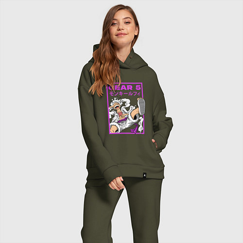 Женский костюм оверсайз One piece - gear 5 белый / Хаки – фото 2