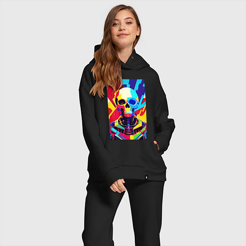 Женский костюм оверсайз Pop art skull / Черный – фото 2