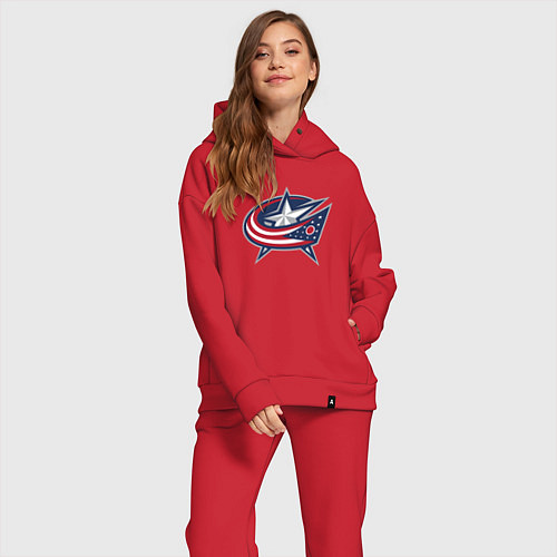 Женский костюм оверсайз Columbus blue jackets - hockey team - emblem / Красный – фото 2