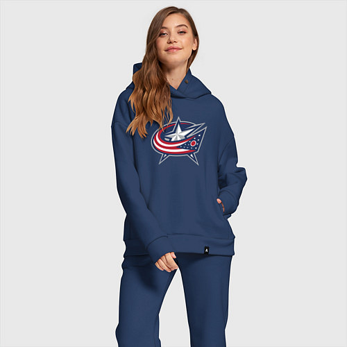 Женский костюм оверсайз Columbus blue jackets - hockey team - emblem / Тёмно-синий – фото 2
