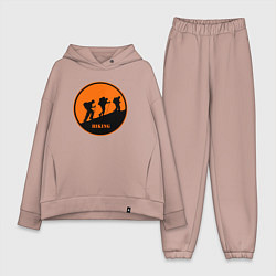 Женский костюм оверсайз Туристы идущие в гору, цвет: пыльно-розовый