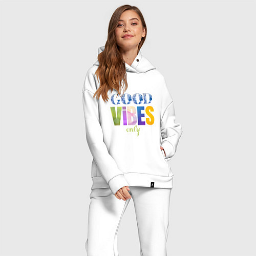 Женский костюм оверсайз  Good vibes only / Белый – фото 2