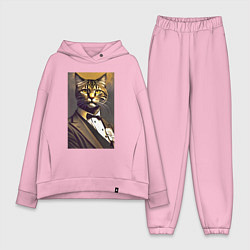Женский костюм оверсайз Крутой котяра - джентльмен - нейросеть, цвет: светло-розовый