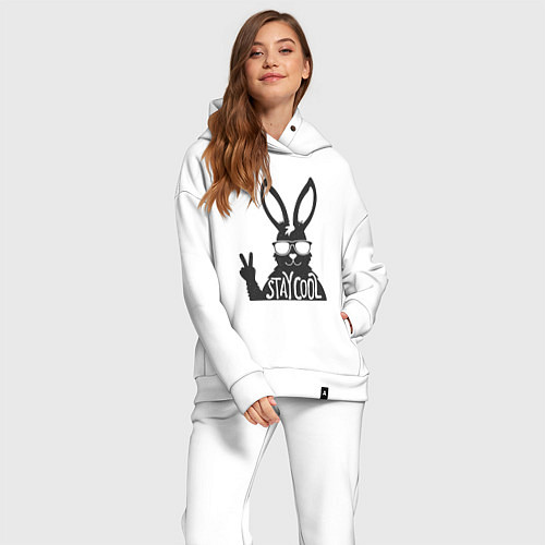 Женский костюм оверсайз Stay cool rabbit / Белый – фото 2