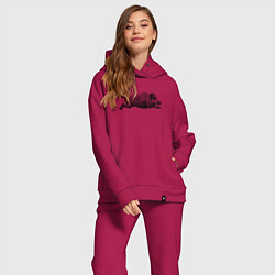 Женский костюм оверсайз Кабан бежит, цвет: маджента — фото 2