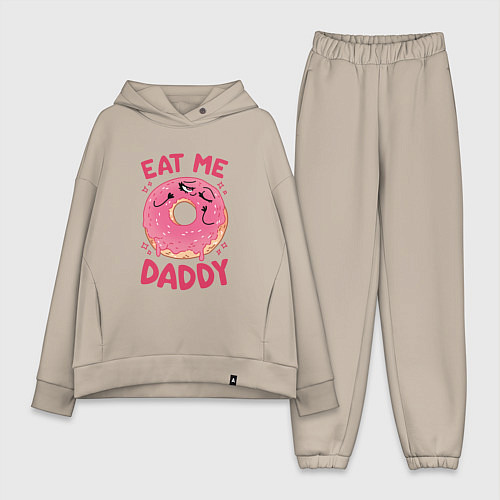 Женский костюм оверсайз Eat me daddy / Миндальный – фото 1