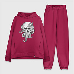 Женский костюм оверсайз Skull octopus, цвет: маджента