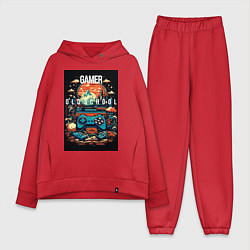 Женский костюм оверсайз Геймер old school, цвет: красный