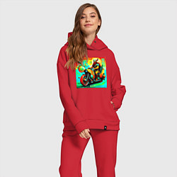 Женский костюм оверсайз Викинг на мотоцикле, цвет: красный — фото 2