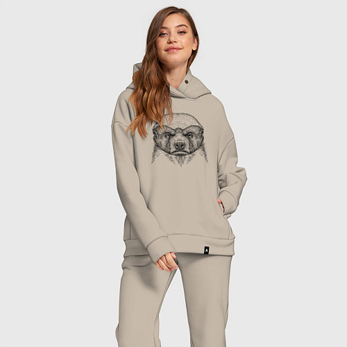 Женский костюм оверсайз Серьёзный медоед / Миндальный – фото 2