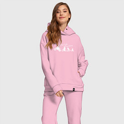 Женский костюм оверсайз One life one love wite, цвет: светло-розовый — фото 2