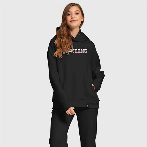 Женский костюм оверсайз Newjeans logo / Черный – фото 2