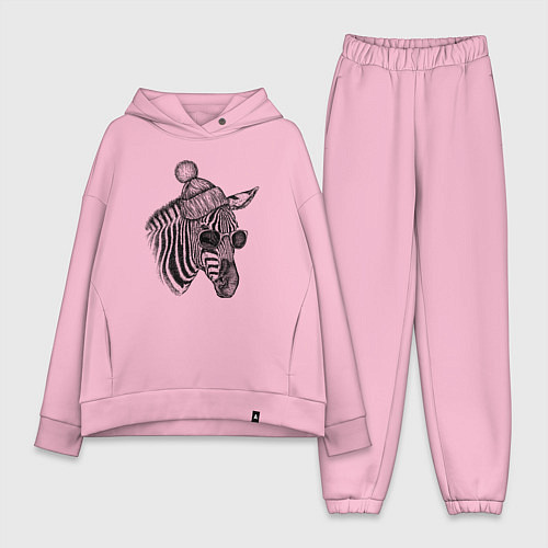 Женский костюм оверсайз Зебра хипстер / Светло-розовый – фото 1