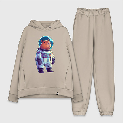 Женский костюм оверсайз Капибара бравый космонавт / Миндальный – фото 1