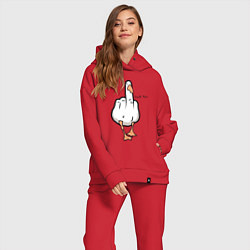 Женский костюм оверсайз Duck you - fuck you, цвет: красный — фото 2