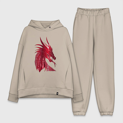 Женский костюм оверсайз Рэд дракон / Миндальный – фото 1