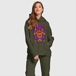 Женский костюм оверсайз Purple owl, цвет: хаки — фото 2
