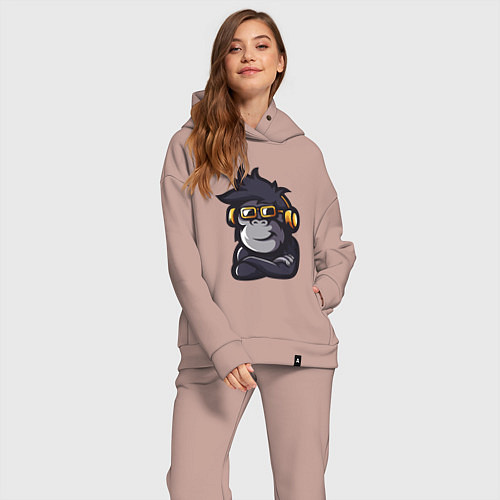 Женский костюм оверсайз Music monkey / Пыльно-розовый – фото 2