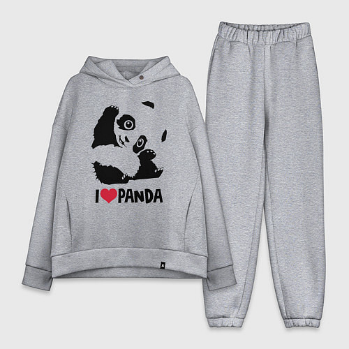 Женский костюм оверсайз I love panda / Меланж – фото 1