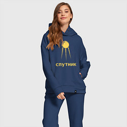 Женский костюм оверсайз СССР спутник, цвет: тёмно-синий — фото 2