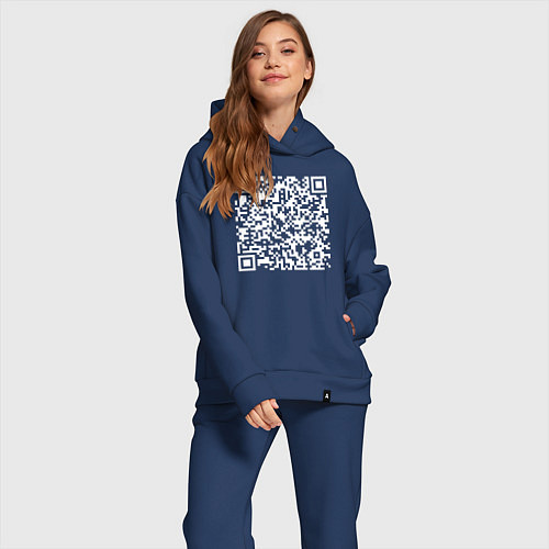 Женский костюм оверсайз Qr код на песню Never Gonna Give You Up / Тёмно-синий – фото 2