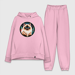 Женский костюм оверсайз Гималайский кот ждет Новый Год