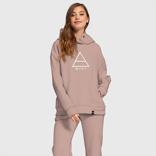 Женский костюм оверсайз 30 Seconds to mars логотип треугольник / Пыльно-розовый – фото 2